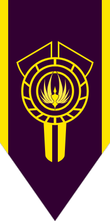 [Battlestar flag, purpleish with yellow details]